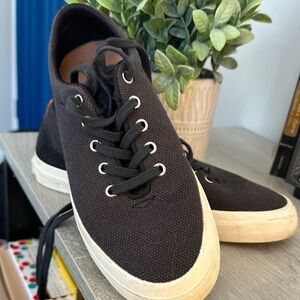 Arbor Black Canvas Sneakers with Cream Soles